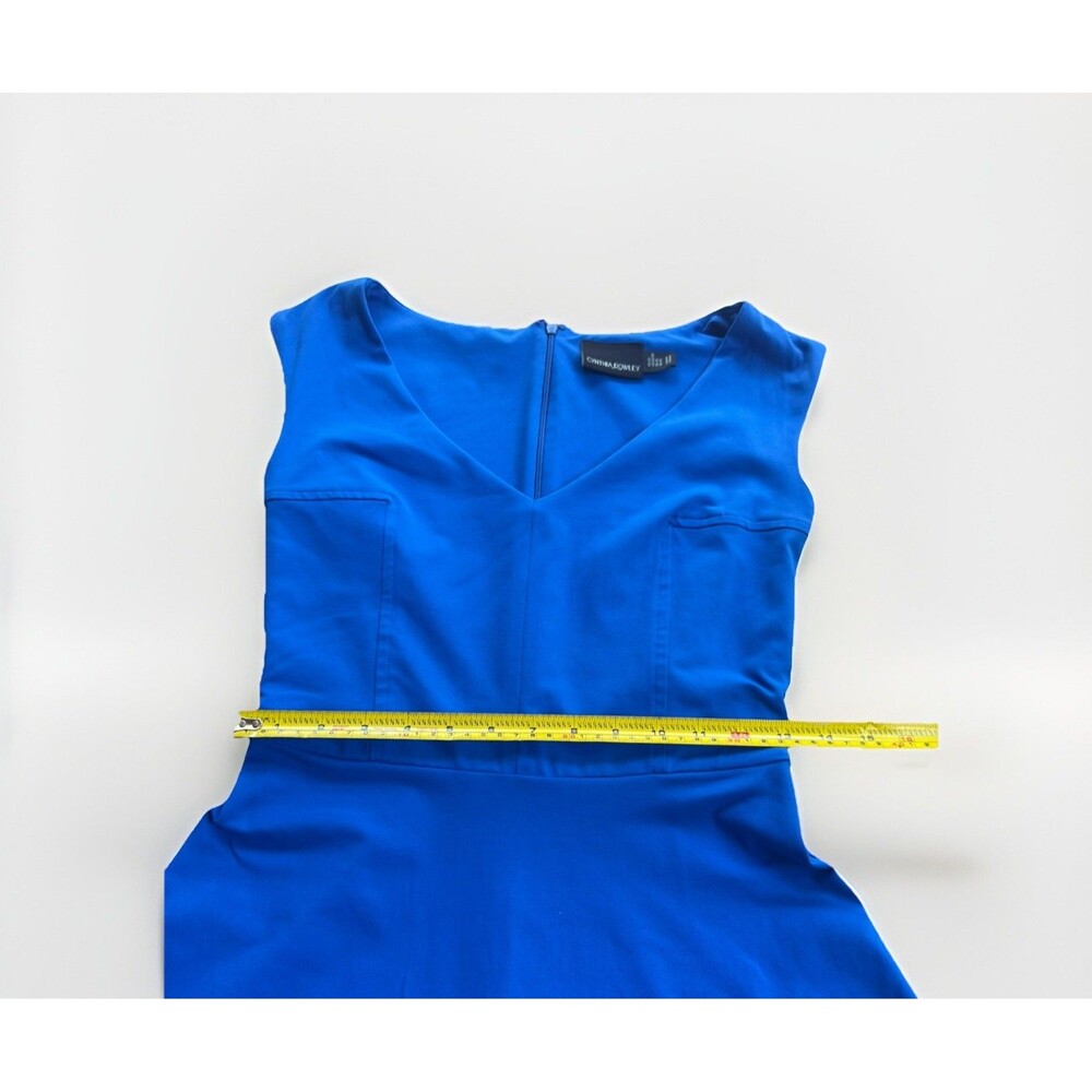 Cynthia Rowley Royal Blue Fit Flare Stretch Soft Dress V neck Sz XS Quiet Luxury - Picture 5 of 16